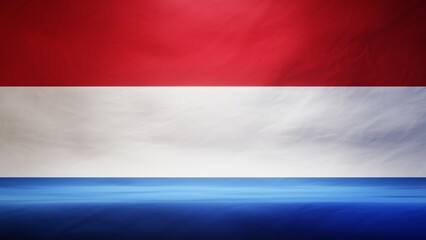 Fototapeta premium Studio backdrop with draped flag of the Netherlands for presentation or product display. 3D rendering