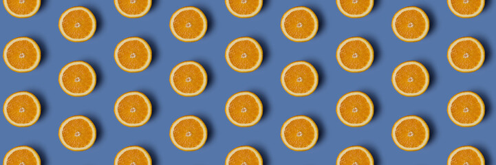 Banner cut oranges in a row
