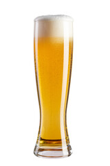 Glass of beer isolated white background. File contains clipping paths. Alcoholic drinks.