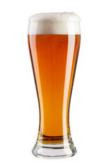 Glass of beer isolated white background. File contains clipping paths. Alcoholic drinks.