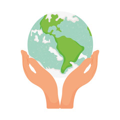 earth planet and hands