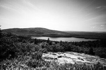 Scenic Overlook of Echo Lake in Acadia National Park, Maine, USA