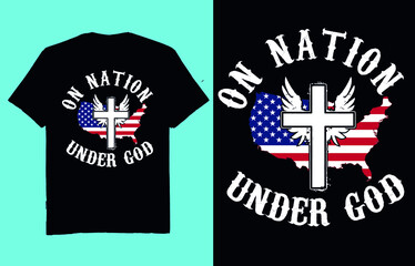 On nation under god - Flag t shirt design vector