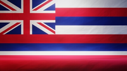 Studio backdrop with draped flag of the US state of Hawaii. 3D rendering