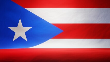 Studio backdrop with draped flag of the US state of Puerto Rico. 3D rendering