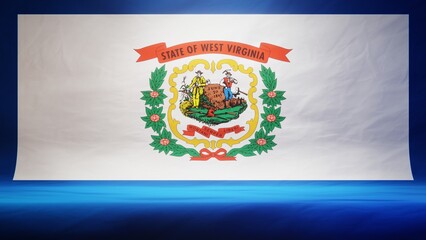 Obraz premium Studio backdrop with draped flag of the US state of West Virginia. 3D rendering
