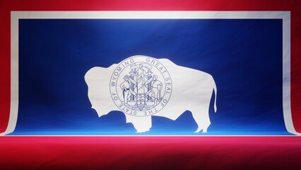 Obraz premium Studio backdrop with draped flag of the US state of Wyoming. 3D rendering