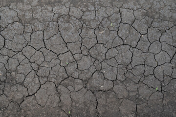Cracks on the dirt road, drought, texture