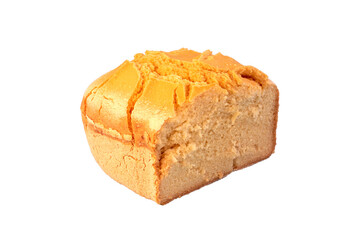 Corn bread. Homemade cornmeal bread isolated on a white background .Top view.