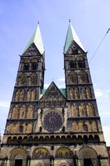 Fototapeta na wymiar Bremen Cathedral (German: Bremer Dom or St. Petri Dom zu Bremen), dedicated to St. Peter, is a church situated in the market square in the center of Bremen. Germany