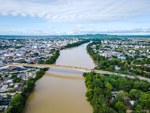 aerial view of the Sinu river in the city of Monteria_Colombia