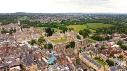 Aerial view over the city of Oxford with Oxford University