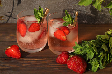 cold drink with strawberry