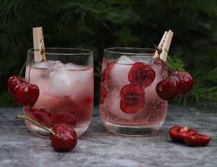 cold drink with sweet cherry