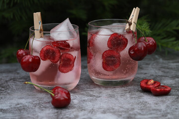 cold drink with sweet cherry