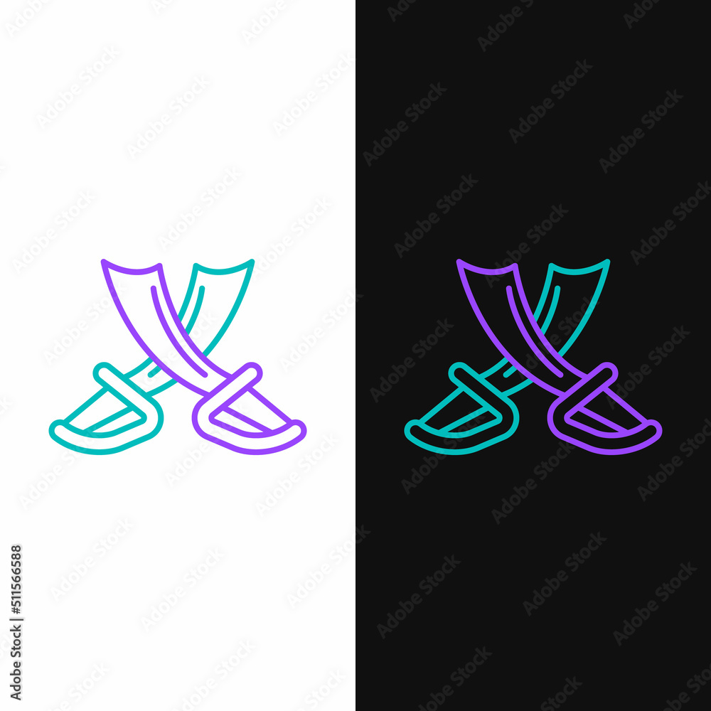 Canvas Prints line crossed pirate swords icon isolated on white and black background. sabre sign. colorful outline