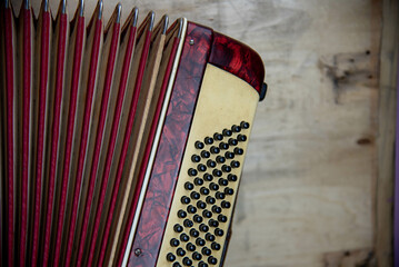 old red accordion