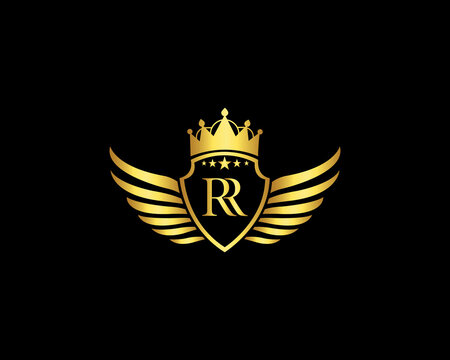 Golden RR Luxury Logo Template Vector Icon. Golden Elegant Beautiful logo with with crown Vector Illustration Of Luxury Logo.