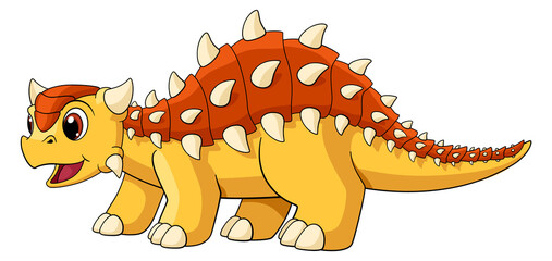 Baby ankylosaur. Cartoon yellow dino. Funny creature