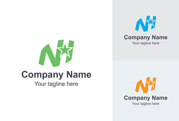 Nh letter Logo Design Template nh star Logo Design