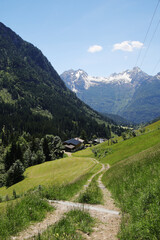 Fototapeta na wymiar A path through Berchtesgaden National park from Ramsau to Weissbach bei Lofer
