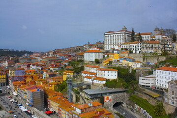 Panorama of Old Town and river Duoro in Porto 