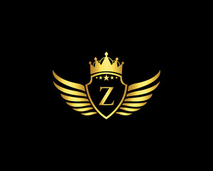 Golden Z Luxury Logo Template Vector Icon. Golden Elegant Beautiful logo with with crown Vector Illustration Of Luxury Logo.
