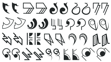 Abstract Set Collection Black Quotemarks Speech Punctuation Excerpt Remarks Icons Vector Design Style