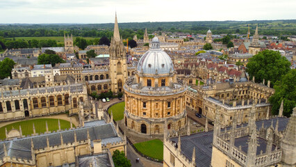 Famous Radcliffe Camera in the Oxford University - aerial view