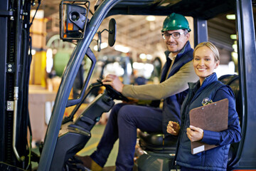 Off to do stock take. Cropped shot of a two coworkers managing a warehouse.
