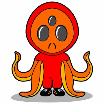 cute cartoon illustration of alien with tentacles