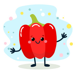 A vegetable with a cheerful face. Vector illustration isolated on white background