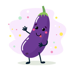 A vegetable with a cheerful face. Vector illustration isolated on white background