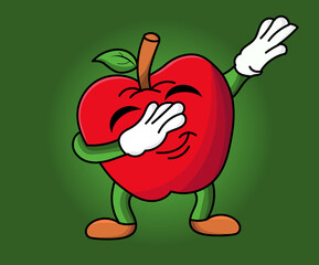 Dabbing dance apple fruit cartoon character illustration