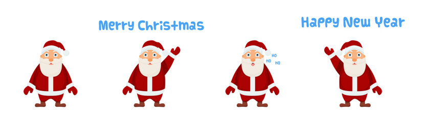Vector illustration set  Santa Claus on a white background. Different Santa Clauses.