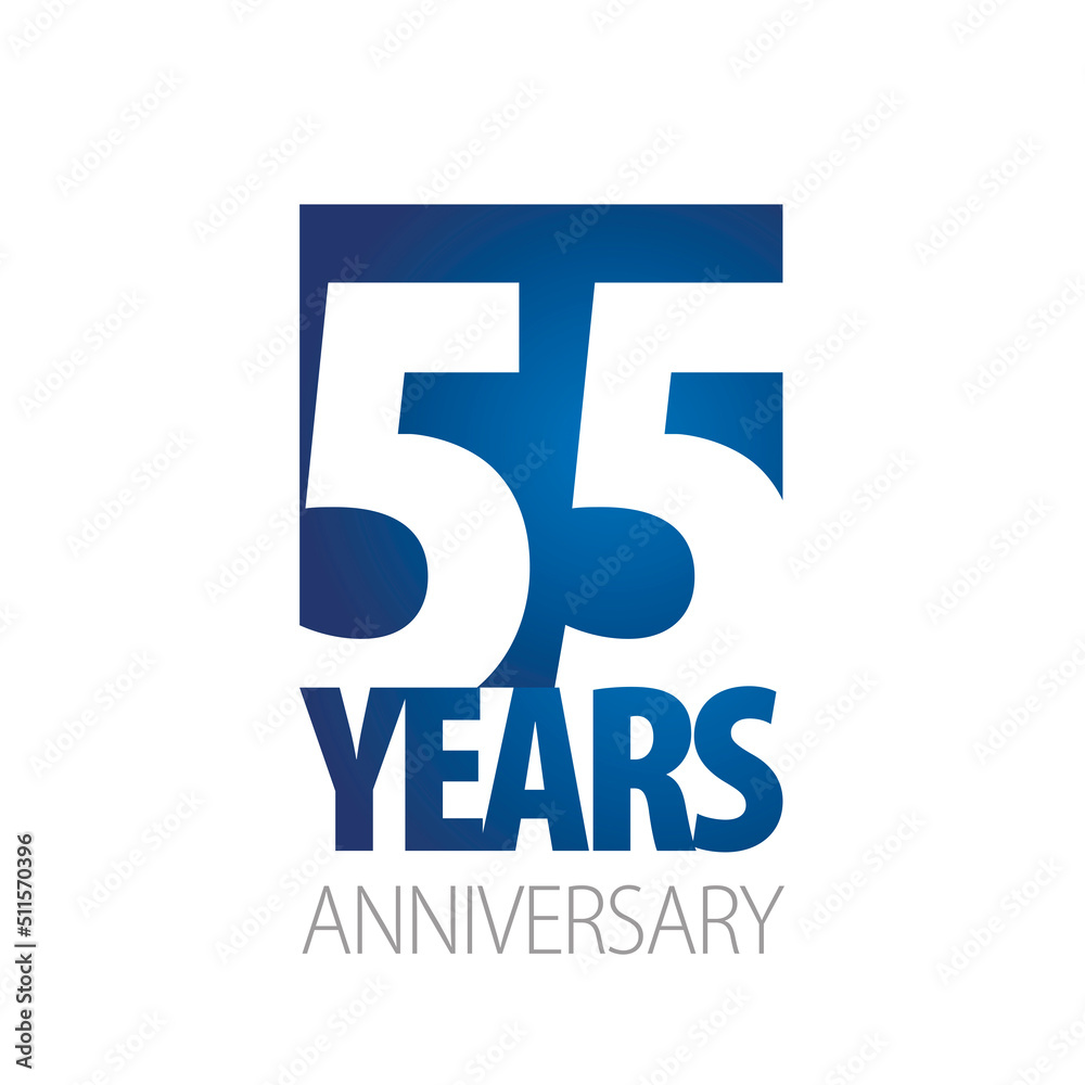 Wall mural 55 years anniversary negative space numbers blue white logo icon banner - Wall murals