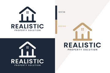 Dream house Letter E Property solution logo Premium vector