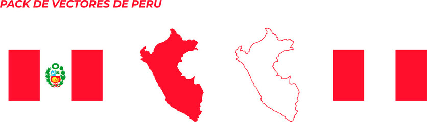 Pack de diseños de Perú, mapa y silueta. © artrolopzimages