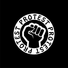 Protest circle logo isolated on dark background