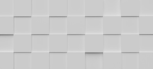 Abstract background, symmetrical white clay cubes, 3d render. Digital backdrop illustration