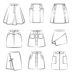 1305_Set of vector woman skirts
