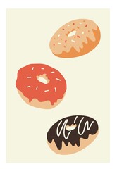 Donuts. Vector hand drawn minimalistic poster.