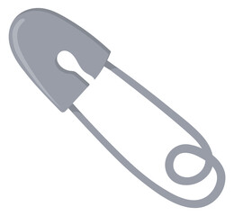 Safety pin cartoon icon. Metal cloth fix