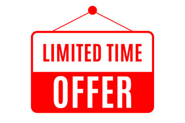 Limited Time Offer sign design in red & white colors with bold text. Used as a background or a sticker for concepts like promotions, marketing & ads campaigns, on sale products, special deals.