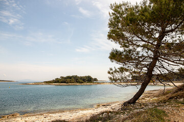 Fototapeta na wymiar April 1, 2022 Beautiful landscape on the Adriatic Sea. April sunny day. Istria peninsula Pula Croatia