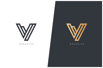 Victory V Letter Logo Vector Design Concept - Monogram Icon Trademark. Creative minimal luxury emblem design template. Universal V logotype.