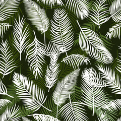 Fototapeta na wymiar tropical background palm leaves vector seamless pattern