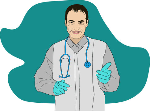 Vector medical icon doctor. Image Doctor with stethoscope. Illustration Medic doctor avatar in a flat style.