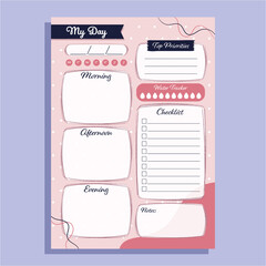 Daily planner template. Checklist and priorities