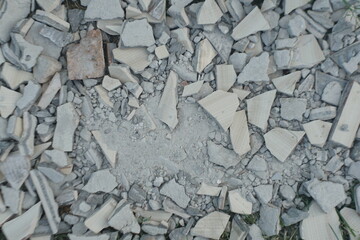 Scattering Of Stones, Soil, Sand, Fragments Of Tile And Concrete